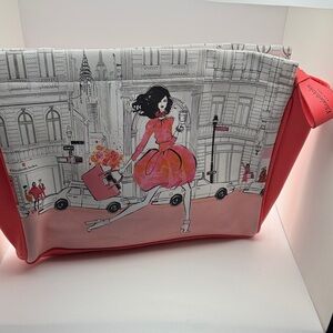 Elizabeth Arden Coral  and Pink Cosmetics Bag